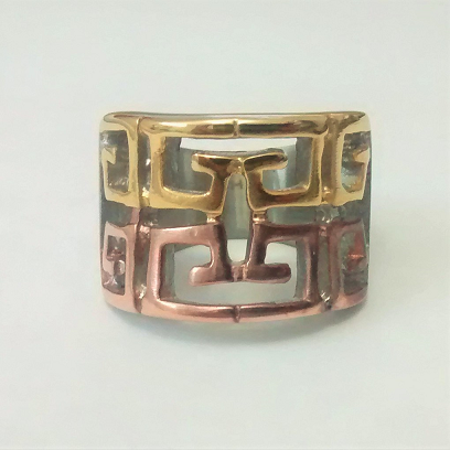 ANILLO DE ACERO  AROS LUJOSOS CON FIGURAS BORDEADAS ANA00048
