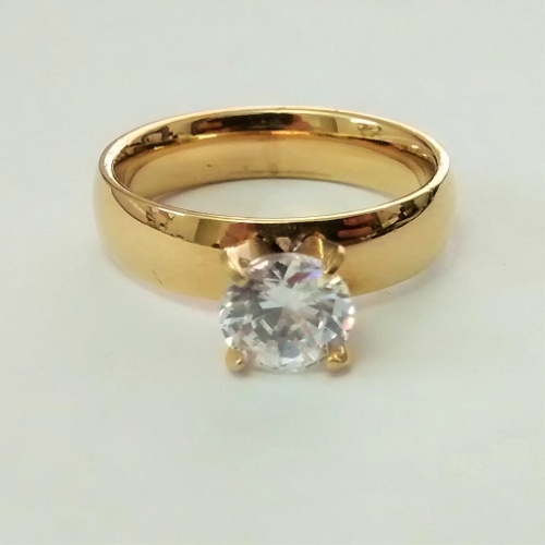 ANILLO EN ACERO SOLITARIOS LISO LUJOSO ANA000528