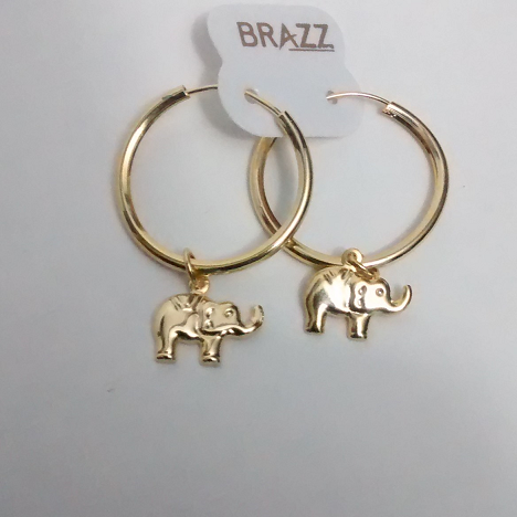 ARGOLLA EN LAMINADO LISA SENCILLA CON ELEFANTE COLGANTE ALD00143