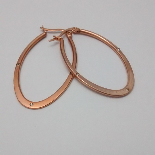 ARGOLLA EN ACERO OVALADA LISA PLANA CON CIRCONES BRONCE 41 MM ARA00136