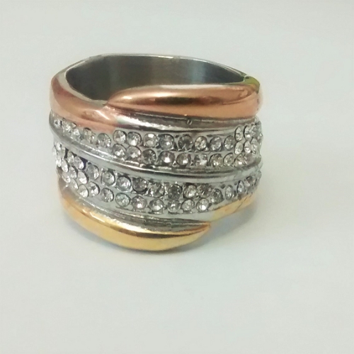 ANILLO DE ACERO AROS LUJOSO CON ESPIRALES Y CIRCONES ANA00049