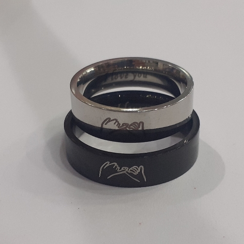 ANILLO DE SHEIN DE PAREJA PLATEADO Y NEGRO CON PINKIPROMES Y I LOVE YOU ANS00011