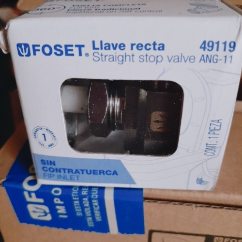 Contra Llave  recta de 1/2 x 3/8. FOSET ANG 11