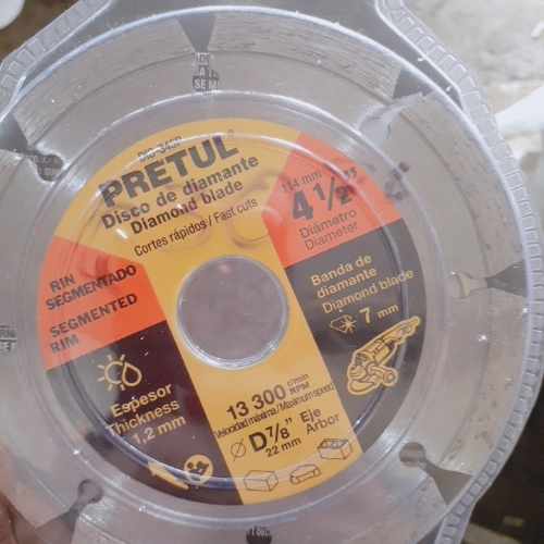 "DISCO DE DIAMANTE DE 4- 1/2"" X 1.2 MM RIN SEGMENTADO, PRETUL"