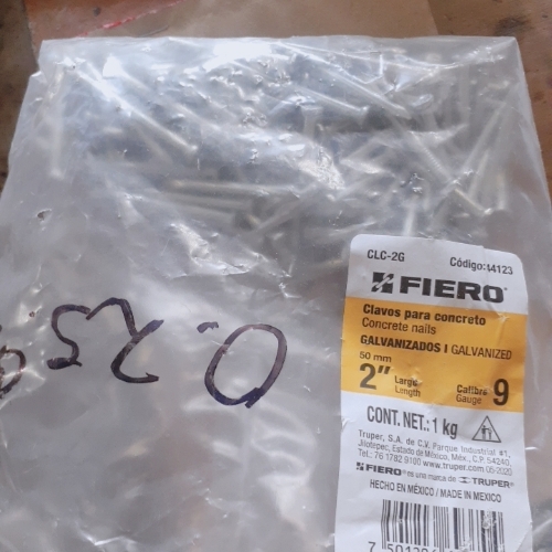 Clavo para concreto de 2" por unidad