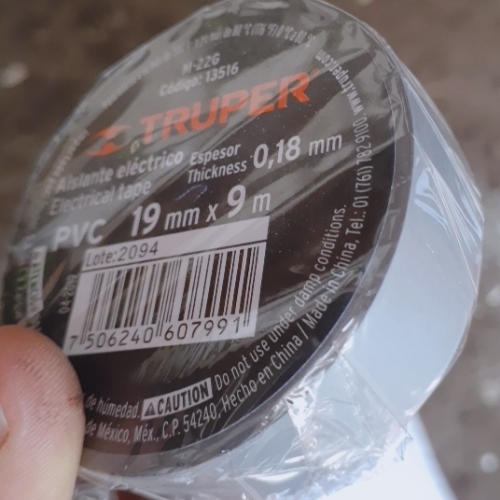 Cinta aislar gris 19mm x 9m