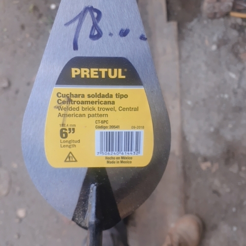 Cuchara albañil, 6" PRETUL