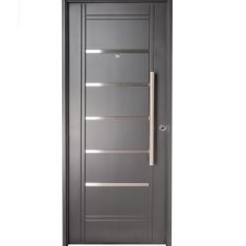 Puerta Iny NEGRA Izquierda Insertos de ACERO barral 
REDONDO 75 cm