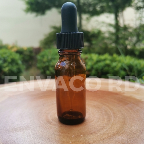 GOTERO CRISTAL AMBAR 0.5 OZ / PIPETE NEGRO