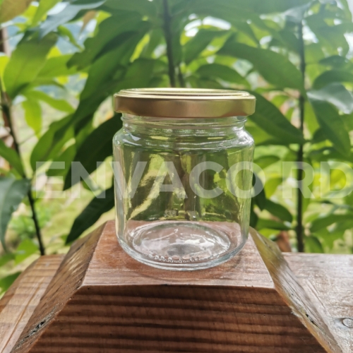FRASCO CRISTAL 7.5 OZ / TAPA DORADA(METAL)