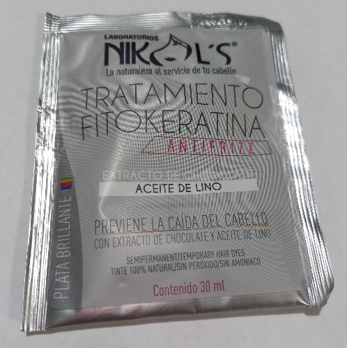 Matizante fitokeratina Plata brillante  Nikols sobre 30ml