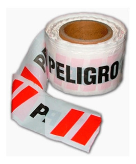Rollo de cinta Peligro x 200 mts roja y blanca