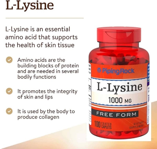 L-Lysine 1000mg Frasco de 100 Tabletas /PipingRock