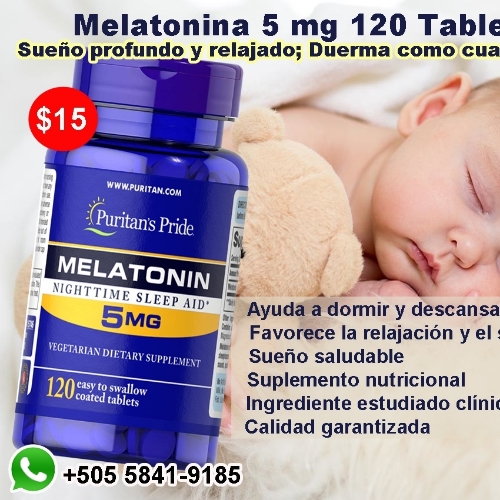 Melatonina 5mg + Vitamina B6 10mg120 Tabletas