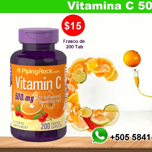 Vitamina C500mg 200 Tabletas / PipingRock