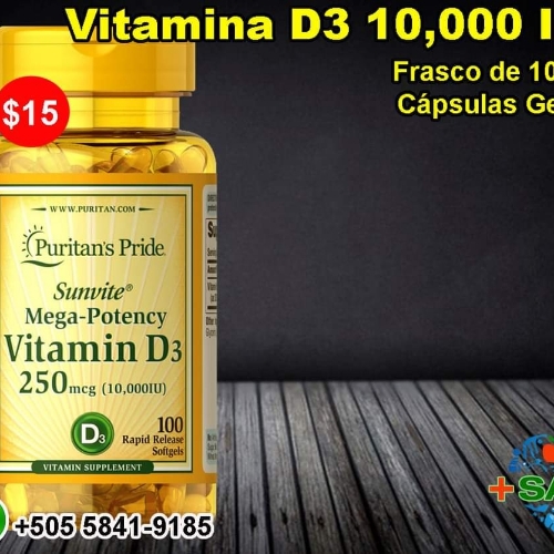 Vitamina D3 10000iu 100 Soft Gels