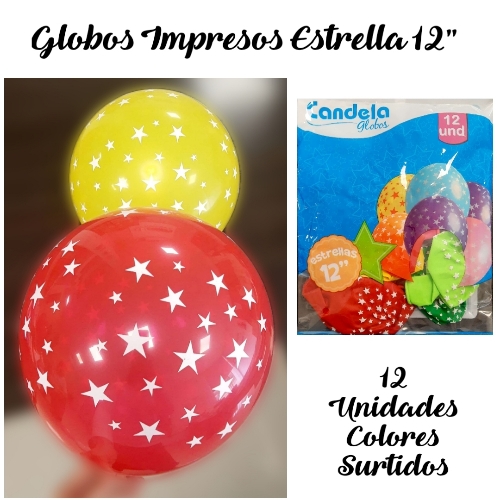 Globos Estrella 12" x 12 unidades