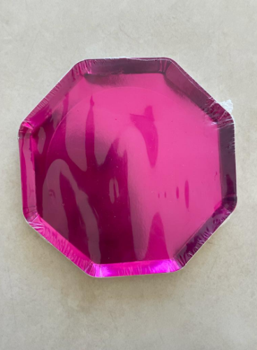 Plato Octogonal Fine Fucsia x 10 u