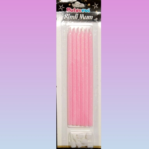 Velas Glitter Rosa x 6 unidades