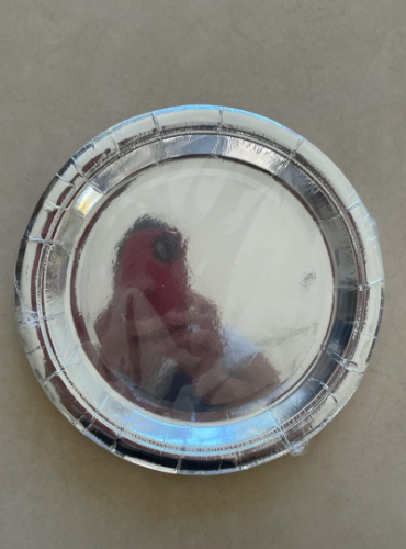 Plato Metalizado Plata 18 cm x 6 u