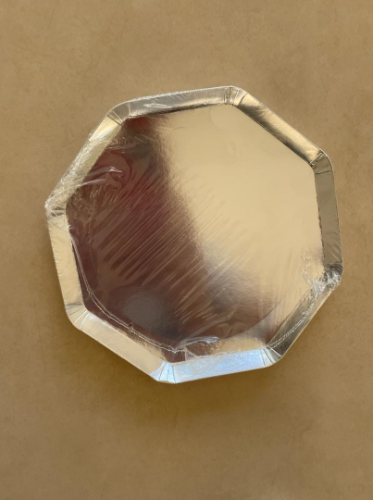 Plato Octogonal Fine Plata x 10 u