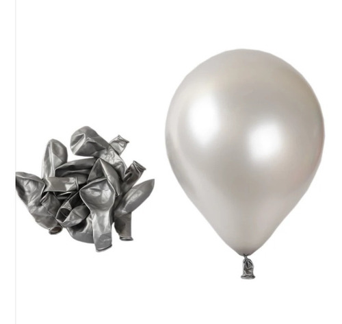 Globos Perlados Plata 9" x 25 u.