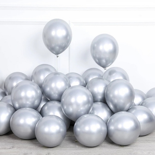 Globos Cromados 12"  Plata x 10 unidades
