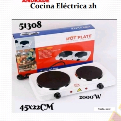 COCINA ELECTRICA 2H C/PLANCHA RESISTENCIA ESPECIAL -IMPORTADA