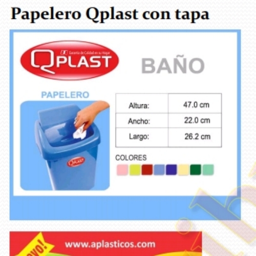 PAPELERO CUADRADO  CON TAPA QPLAST