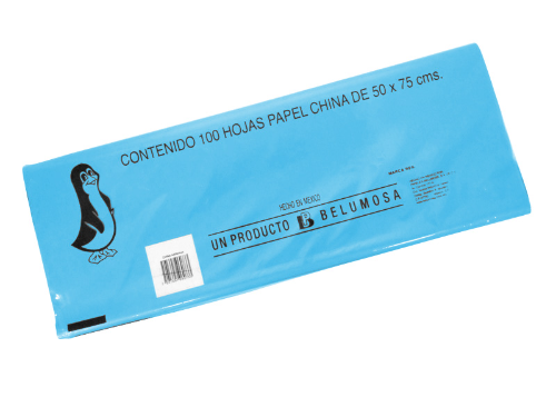 PAPEL CHINA AZUL CELESTE 50X75CM UNIDAD
