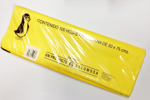 PAPEL CHINA AMARILLO  MANGO 50X75CM UNIDAD