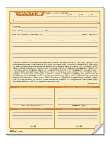Hoja carta poder