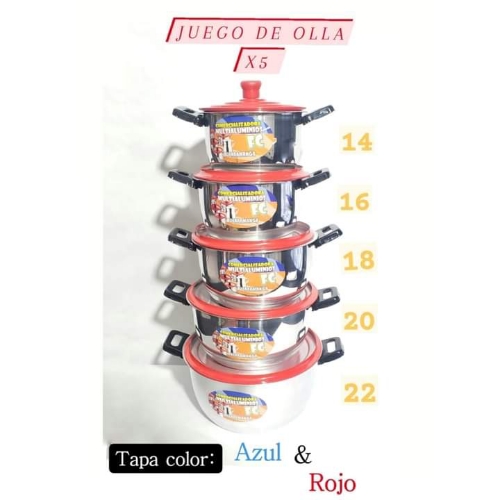 JUEGO DE OLLAS  14/22 TAPA COLOR FC