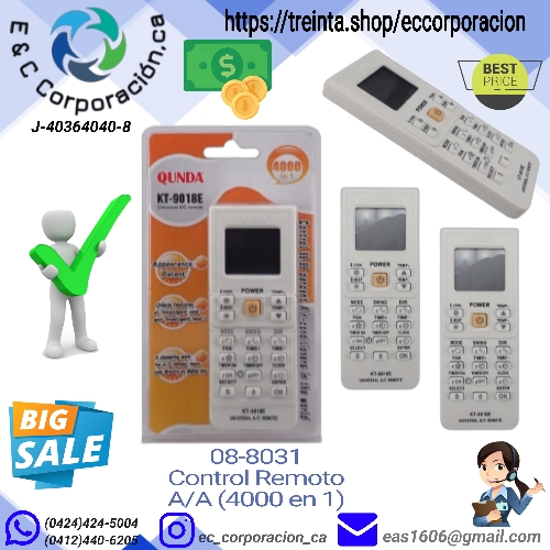 CONTROL REMOTO A/A MOD KT-9018E