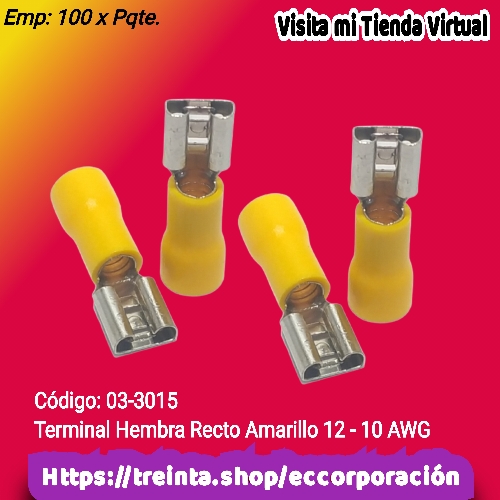 TERMINAL HEMBRA RECTO AMARILLO 12 - 10 AWG