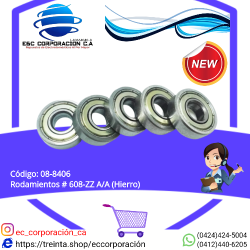 RODAMIENTO # 608-ZZ A/A (HIERRO)