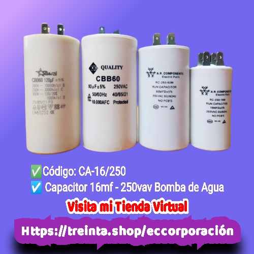 CAPACITOR 16MF/250VAC BOMBA AGUA