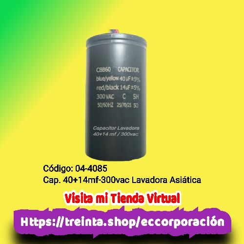 CAP. 40+14MF/300VAC MOTOR LAV.ASIATICA