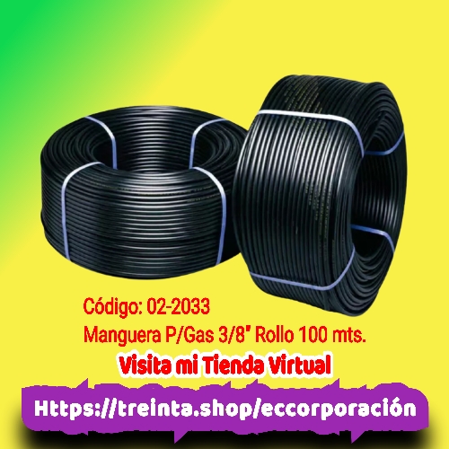 MANGUERA GAS 3/8" NEGRA (ROLLO 100 MTS.)