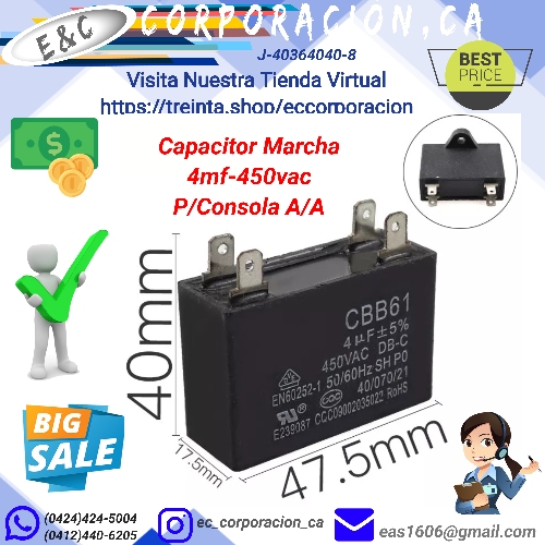 CAPACITOR 4MF/450VAC MARCHA