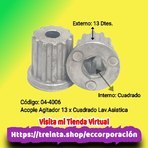 ACOPLE AGITADOR CUADRADO X13/DTES. EXT. LAV. ASIATICA