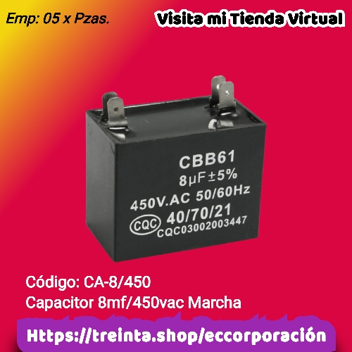CAPACITOR 8MF/450VAC MARCHA