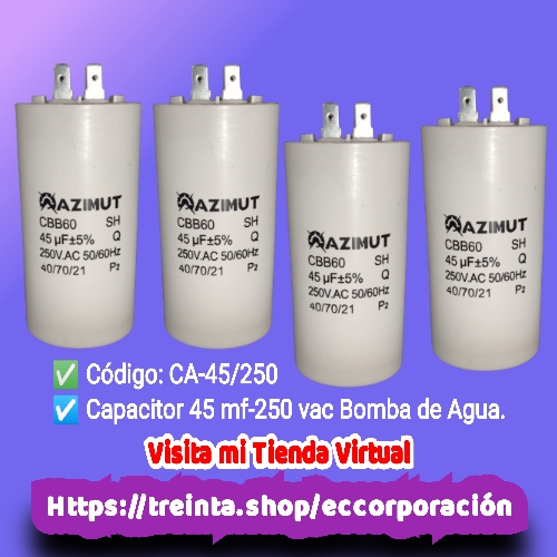 CAPACITOR 45MF/250VAC BOMBA AGUA