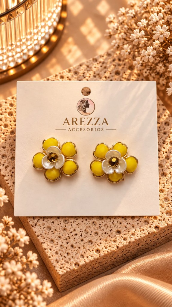 Arete flor amarillo pequeño