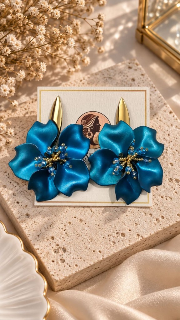 Arete flor con base de acero