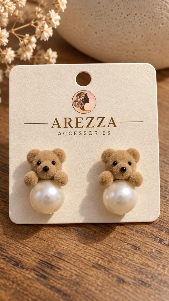 Arete osito y perla