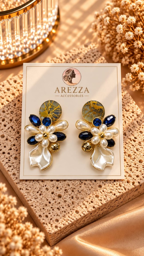 Arete azul con blanco