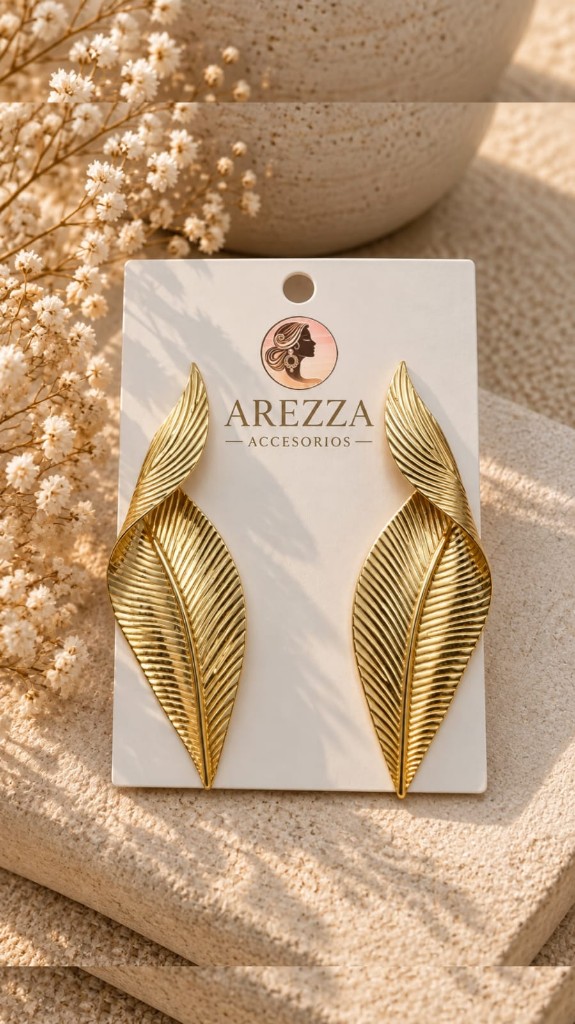 Aretes hojas laminado