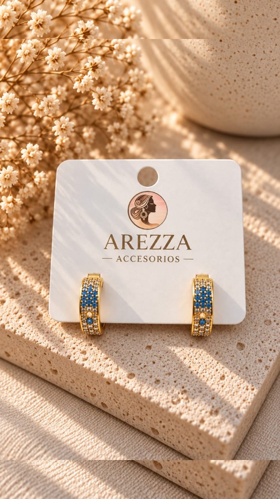 Arete argollita azul