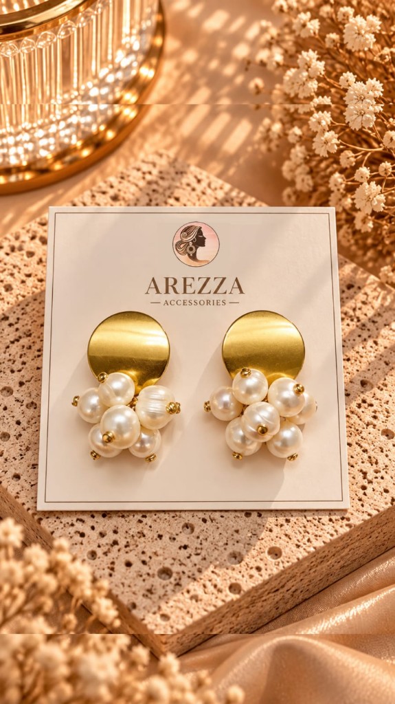 Arete racimo dd perlas